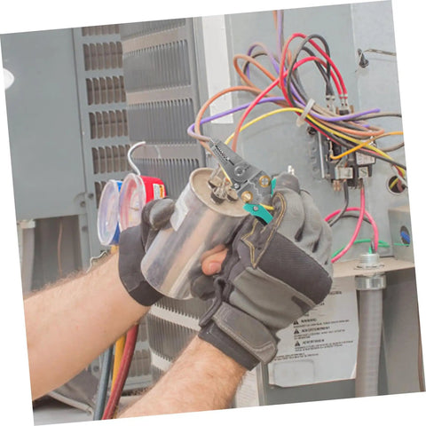 Heavy Duty Insulated Wire Strippers Pro Grade Electrical Pliers cutting wires in a hand while working on HVAC system.