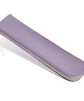 Purple Leather Pencil Case For Adults Slim Soft Pen Bag With Zipper Minimalist Pencil Pouch