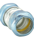 Tough As Nails Compression Raintight Emt Coupling For 3 Inch Electrical Conduit Pipe, heavy duty silver fitting with waterproof gasket.