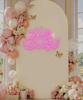Hello Beautiful Pink Neon Sign For Wall Decor LED Neon Light for weddings with flowers and balloons backdrop