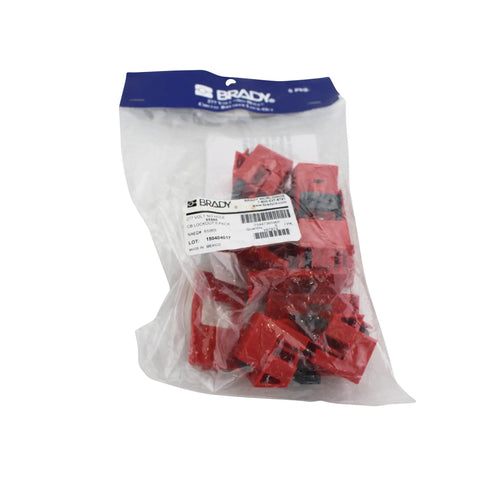 Heavy Duty Breaker Lockout Device Set Red Pack Of Six With Detachable Cleat Fits Single Pole And Internal Trip Multi Pole Circuit Breakers Essential Safety Lockout Tool For Safer Worksites in packaging