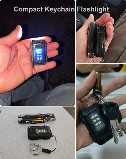 Rechargeable Pocket EDC Flashlight 500 Lumens Dual LED Keychain Light for work, running, walking, and emergency use.
