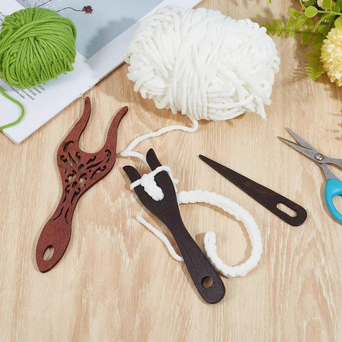 Three Piece Wooden Knitting Fork And Weaving Tools Kit With Lucet Fork For Bracelet And Necklace Braiding DIY Projects