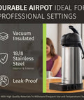Three Liter Coffee Dispenser With Pump And Tray 102Oz Keeps Drinks Hot Up To 12 Hours And Cold For 36 Hours Stainless Steel Thermal Carafe in office