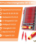 26-piece CR-V bit set and case for 1000V Insulated Electrician Screwdriver Set With Case All In One 26 In 1 Magnetic Bit Kit