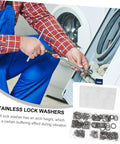 Man using 390 Count Serrated Tooth Lock Washers Set M3 To M10 Stainless Steel Heavy Duty Push On Locking Fasteners Kit