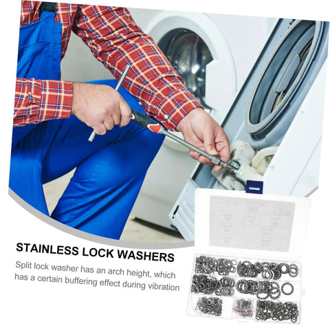 Man using 390 Count Serrated Tooth Lock Washers Set M3 To M10 Stainless Steel Heavy Duty Push On Locking Fasteners Kit