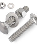 No Fuss High Grade 304 Stainless Steel Carriage Bolts And Hex Nuts Set With Flat Washers 3 8 16 X 2 1 2 Inch round head and hex nut.