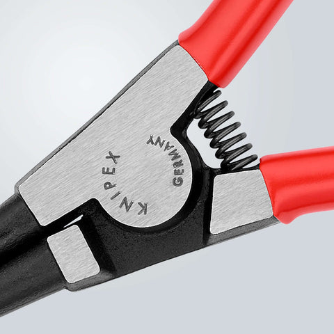 Close-up of Knipex External Straight Retaining Ring Pliers 8.25 Inch For Installing And Removing Circlips, heavy duty design.