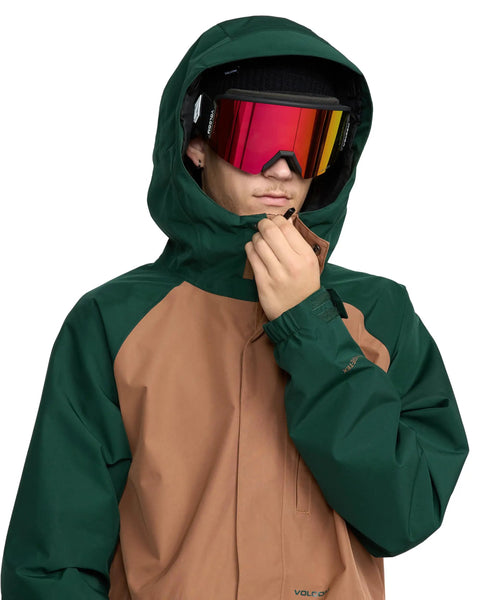 GORE-TEX 2 Layer Ski And Snowboard Jacket With 20K Waterproof Fully Taped Seams Terra Brown XXL with hood and goggles