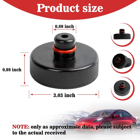 Tesla jack pad lifting puck, black rubber, 4-pack; fits Model 3/Y/X/S (2016–2025) floor jack lift points