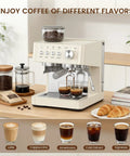 Top Shelf Espresso Machine With Built In Burr Grinder And 20 Bar Pump For Killer Coffee Shots And Includes Precision Milk Frother Steam Wand And Tamping Kit For Smooth Lattes Every Single Day on countertop brewing espresso.