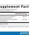 Supplement facts label for Calcium Microcrystalline Hydroxyapatite For Teeth And Bone Health Support with phosphorus details.