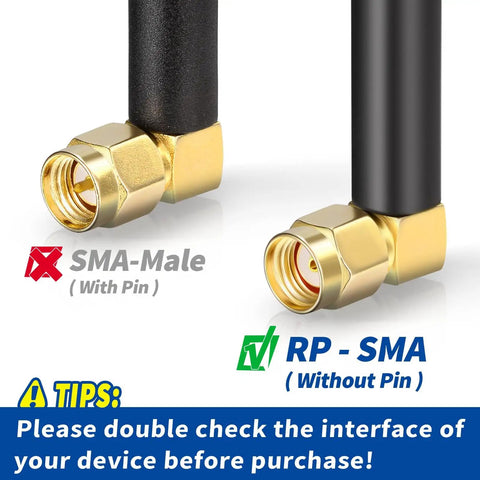 Mini Dual Band WiFi Antenna 2.4GHz 5GHz 5.8GHz MIMO RP-SMA Male Right Angle 2 Pack connector comparison