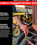 Using Grease Fitting Cleaning Tool For Quick Clog Removal With Penetrating Fluid And Hydraulic Flush on machinery.