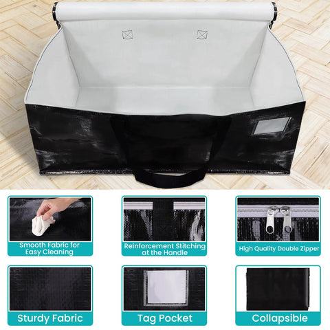 Extra Large 125L Moving Bags Set Of 8 Versatile Essential With Zipper Carry Handles Tag Pocket Boss Space Saving Totes