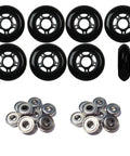 Eight Pack 80Mm 89A Inline Skate Wheels Black Outdoor Replacement Part With Five Bearings Durable Non OEM Wheel Set