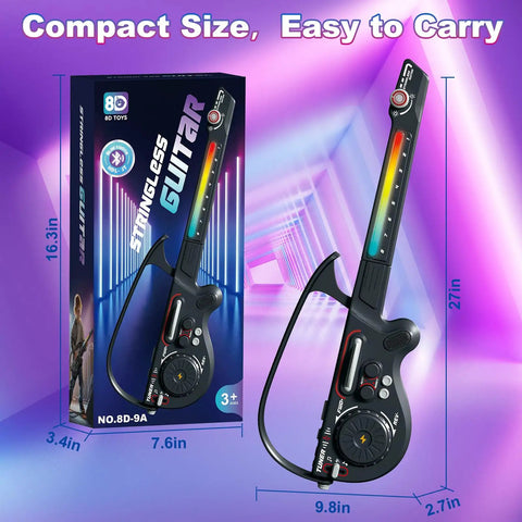 CL Funny Kids Electric Stringless Guitar With DJ Turntable And Lights in compact size with vivid LED lights, ideal for kids 3 to 12.