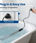 Dope Build 2000W Portable Submersible Water Heater With Rapid Heat 304 Stainless Immersion Rod plugged into wall socket near bathtub.