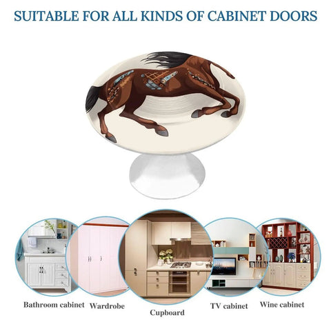 Two Pack Brown Horse Round Stainless Steel Cabinet Knobs With Screws For Kitchen Cabinets Drawers Closets Dressers Cupboards