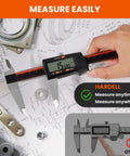 HARDELL digital caliper with large LCD display, stainless steel, 0-8 inch measuring tool