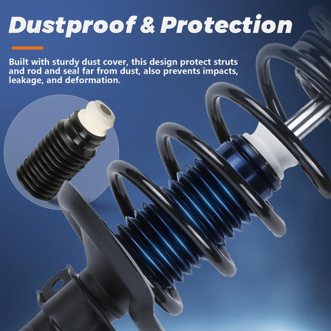 Close-up of dust cover on Pair Front Struts And Shocks For Ford Edge And Lincoln MKX 2007 Through 2015 FWD Direct Fit Coil Spring Absorbers