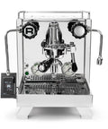 Front view of Cinquantotto Dual Boiler Espresso Machine With PID Touchscreen And Auto On Timer Stainless Steel Finish