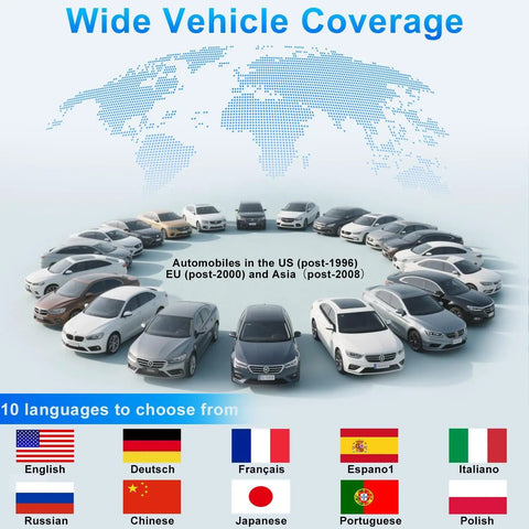 All In One OBD2 Scanner Diagnostic Tool For Cars And Trucks Plug And Play Read And Clear Check Engine Codes language options