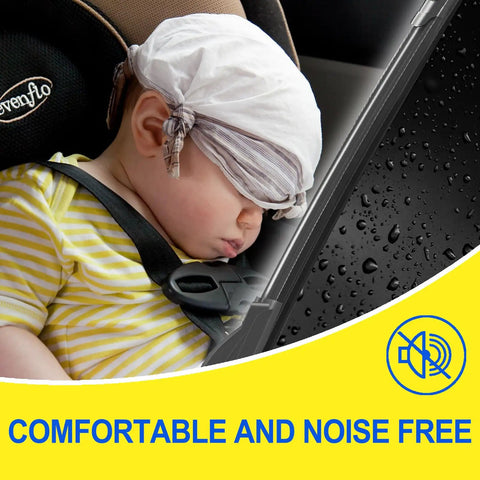 Top Tier J Hook Windshield Wiper Blades Set Of 2 Drop In Slick Bracketless Action For Soaking Downpours Or Frozen Streets with child relaxing in car seat.