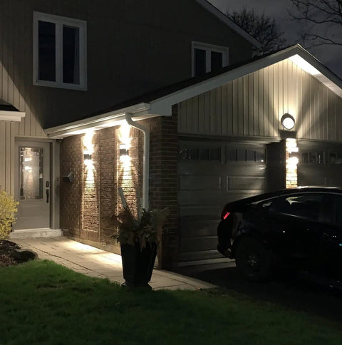 Dope Black Aluminum Dusk To Dawn Outdoor Wall Lights 4 Pack Up And Down Exterior Fixtures With Sensor for House Weatherproof Modern Lamps