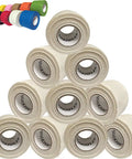 Professional Drumstick Grip Tape White Ten Pack Soft Cotton Gauze Temp Released Adhesive stacked rolls on display.