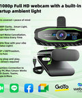 1080P HD USB Webcam With Microphone For PC And Laptop, plug and play streaming camera, RGB status light, 360-degree rotation