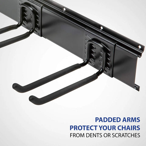 Chair Storage Rack Wall Mounted Organizer And Hanger System For Home And Garage Heavy Duty Steel with padded arm details