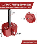 Diagram showing PVC Pipe Reamer And Fitting Saver with one and a half inch aluminum head and three eighth inch hex shaft dimensions.