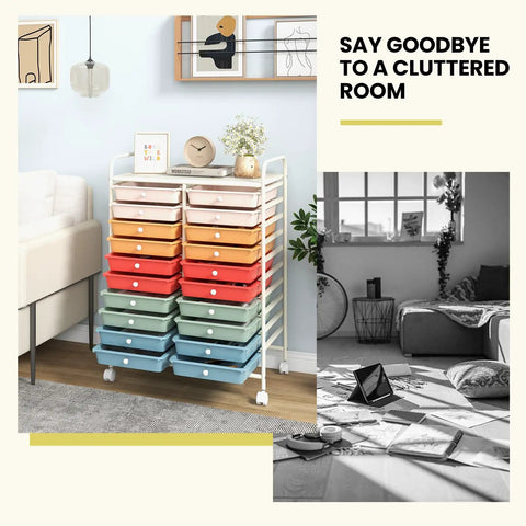 20 Drawer Rolling Cart For Easy Grab And Go Mobile Storage And Classroom Organization Ideal For Office And School Supplies