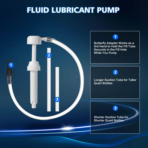 LOZAGU fluid pump kit for standard quart bottles; 10cc per stroke, includes 3rd-hand adapter and 28mm fittings
