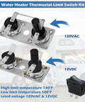 RV Water Heater Thermostat Limit Switch Kit 12V and 120V T Stat Plug and Play Compatible With Suburban SW Series shown with RV
