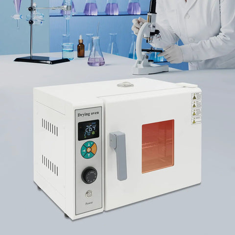 Top Shelf 800w Electric Drying Oven With Digital Temp Control From Fifty To Five Seventy Two Fahrenheit in lab with digital display.