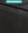 Non-slip bottom of Backseat Car Organizer With Four Compartments, Four Cup Holders And Seven Mesh Pockets For Front And Rear Seats, A Kid Friendly, Mom Hack To Tidy Toys, Snacks And Tissues On The Go, Black