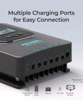 20A Mppt Solar Charge Controller With Auto 12V 24V Detection And Clear Lcd Readouts For Flooded Gel And Lithium Banks To Lock In Max Juice For Your Vanlife Or Camper Setup Anywhere, showing multiple connection ports.