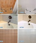 Before and after images showing DIY Tub And Tile Refinishing Kit With Tools For Porcelain Enamel Ceramic Tile And Bathtub Makeover White 35 Oz Semi Matte Finish For Fiberglass Plastic Acrylic Stone And Enamel Cast Iron results