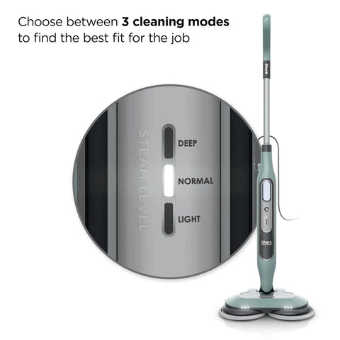 Heavy Duty Steam And Scrub Mop For Hard Floors All In One Deep Cleaning Game Changer with three steam level settings.