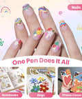 Decorative nails with 12 Color Nail Art Pens Set With 0.5mm Fine Tip For Precise Lines And Quick Air Drying Acrylic Markers.