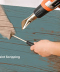 Using Hot Air Gun With 9 Temp Dial And 3 Fan Speeds for paint removal on wooden surface