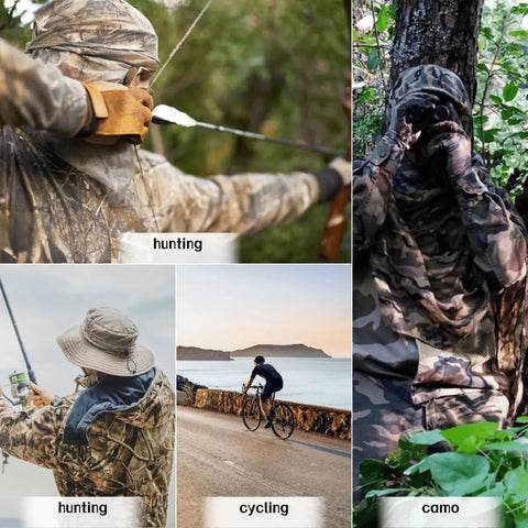 Camo Balaclava Face Mask With Mesh Breathable Holes For Men And Women, ideal for hunting, fishing, and cycling outdoors.