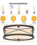Semi Flush Mount Ceiling Light For Farmhouse Hallway And Kitchen with bulb types, E26 base, bronze finish, open cage shade