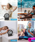 Different uses of the 4.9 Inch Mini Desk Fan With 3 Speed Settings, Rechargeable Battery Or USB Powered, LED Light.