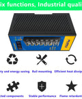 Rock Solid Industrial Switching Power Supply 24 Volt 2.5 Amp 60 Watt Din Rail Adapter With Digital Display top view with connectors.