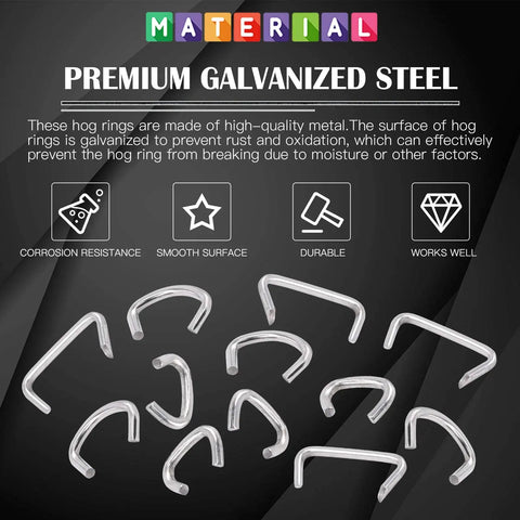 Hog Ring Pliers Kit With 360 Pcs Steel Rings 1/2 Inch 3/4 Inch 3/8 Inch And Anti Cutting Gloves; galvanized steel rings