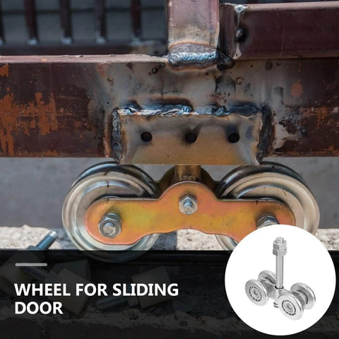 Heavy Duty Sliding Door Hanging Wheel With Steel Rail Track Roller For Industrial Gates, Smooth Glide Replacement Wheel, 200kg Load Capacity
